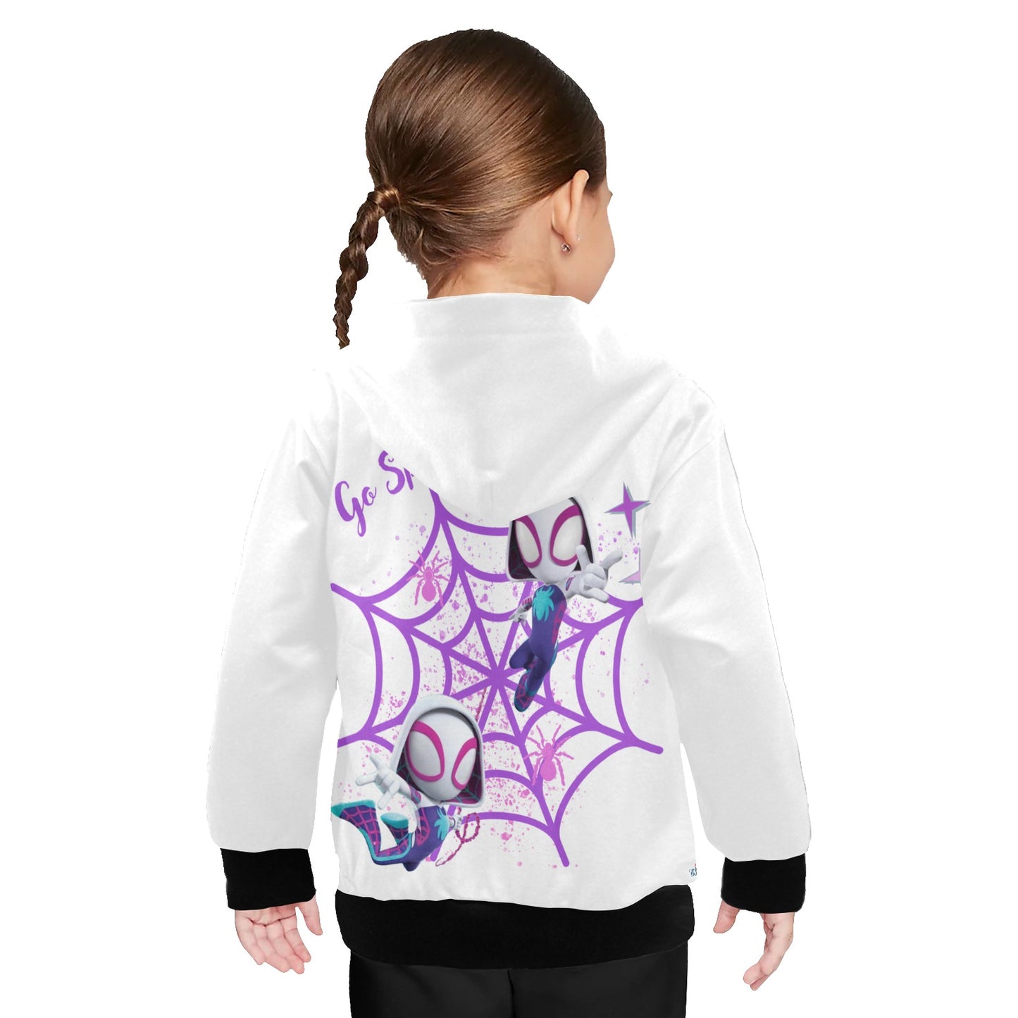 Little Kids GIrls Superhero Spidergirl Custom name - Long Sleeve Hoodie