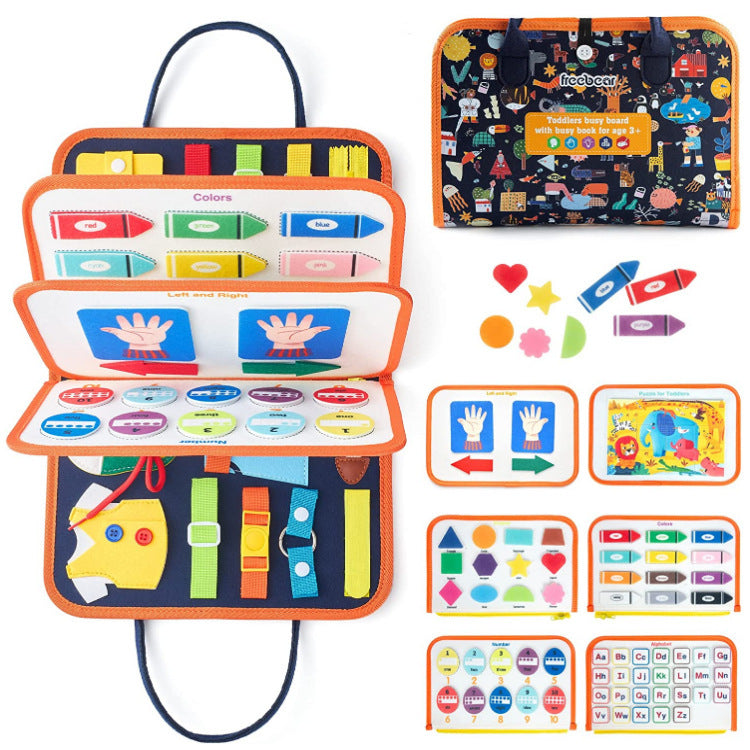Kids Busy Board Sensory Book Learning Montessori Sensory Toy (Orange)