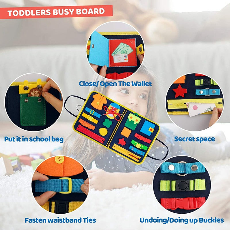 Kids Busy Board Sensory Book Learning Montessori Sensory Toy (Orange)