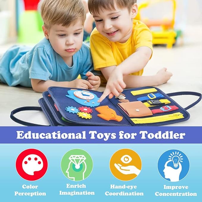 Kids Busy Board Sensory Book Learning Montessori Sensory Toy (Orange)