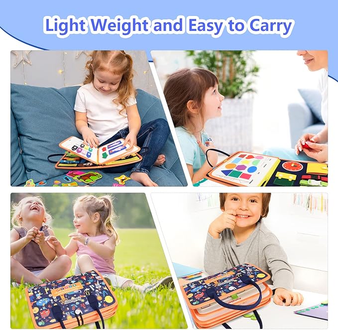 Kids Busy Board Sensory Book Learning Montessori Sensory Toy (Orange)