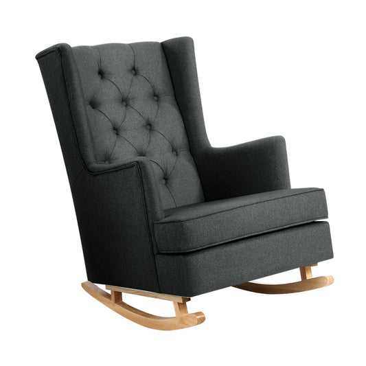 Artiss Rocking Armchair Feeding Chair Fabric Armchairs Lounge Recliner Charcoal - Little Kids Business