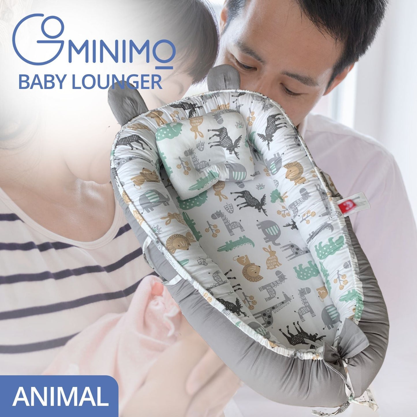 Breathable Portable Baby Lounger & Baby Nest With Pillow (Animals) - Little Kids Business