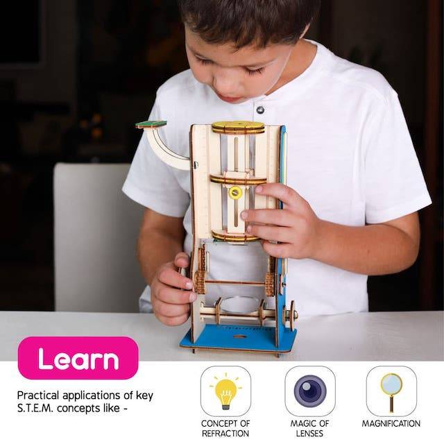 Buildables Compound Microscope - Kids Build This to Learn About Refraction, Magnification And Magic of Lenses - Little Kids Business