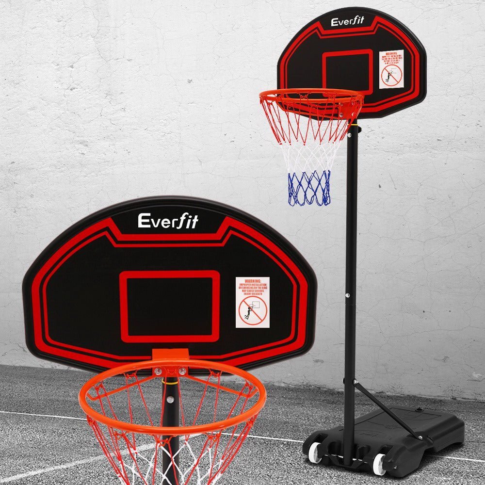 Everfit 2.1M Adjustable Portable Basketball Stand Hoop System Rim Black - Little Kids Business