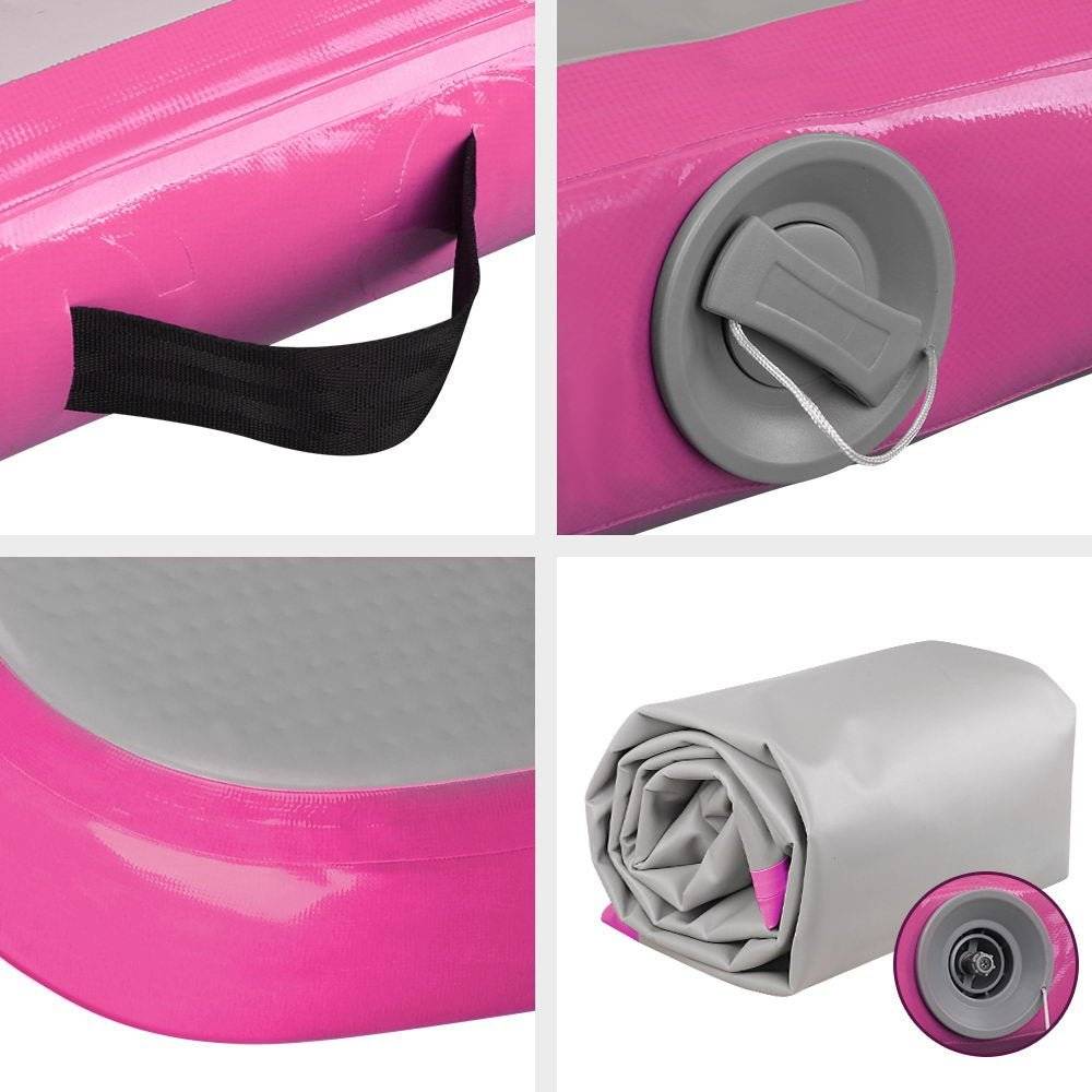 Everfit 3m x 1m Air Track Mat Gymnastic Tumbling Pink and Grey - Little Kids Business