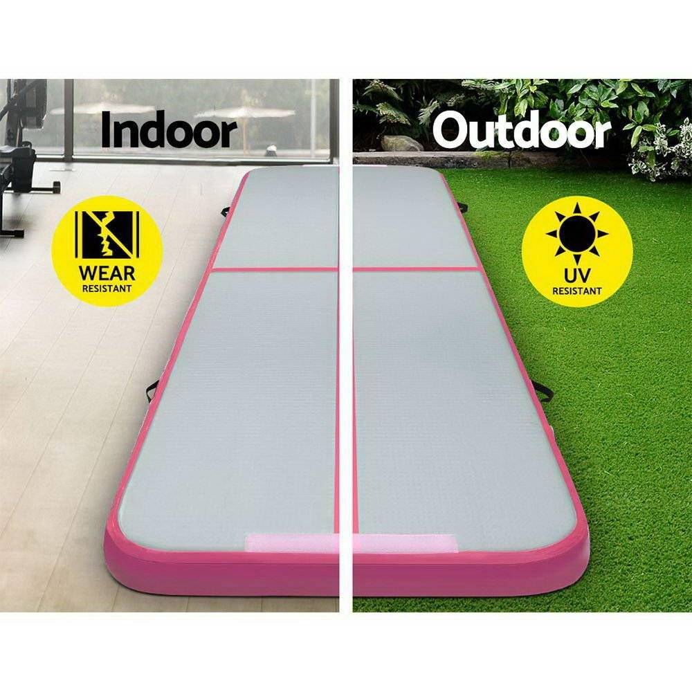 Everfit 3m x 1m Air Track Mat Gymnastic Tumbling Pink and Grey - Little Kids Business