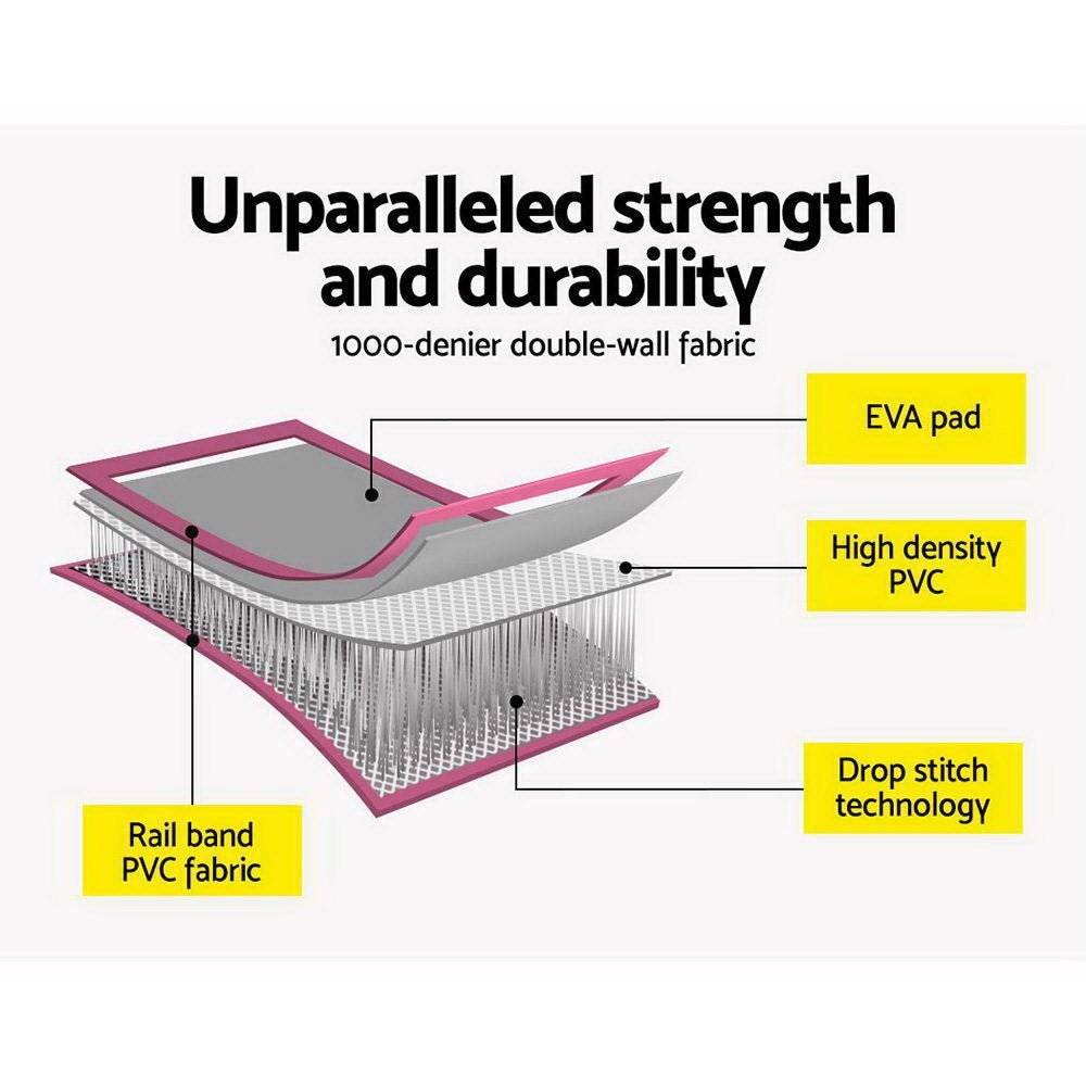 Everfit 3m x 1m Air Track Mat Gymnastic Tumbling Pink and Grey - Little Kids Business