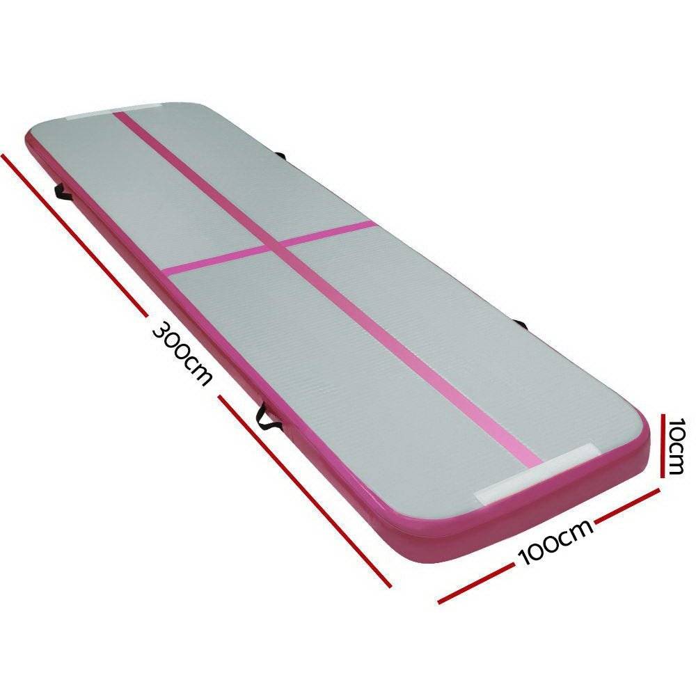 Everfit 3m x 1m Air Track Mat Gymnastic Tumbling Pink and Grey - Little Kids Business