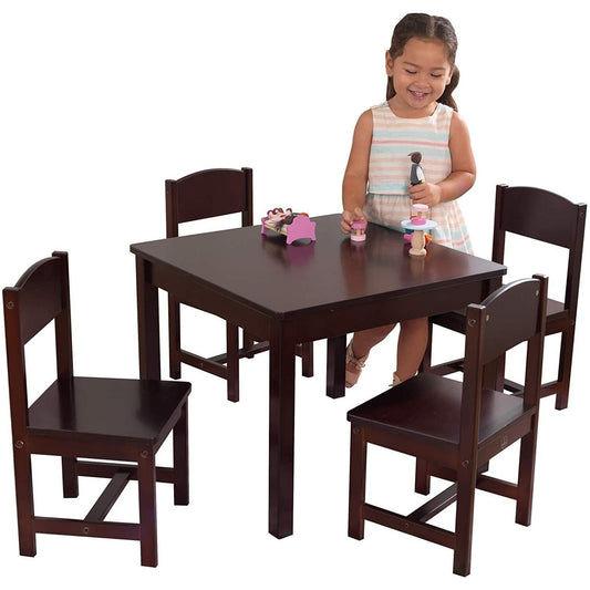 Farmhouse Table & 4 Chair Set (Brown) - Little Kids Business