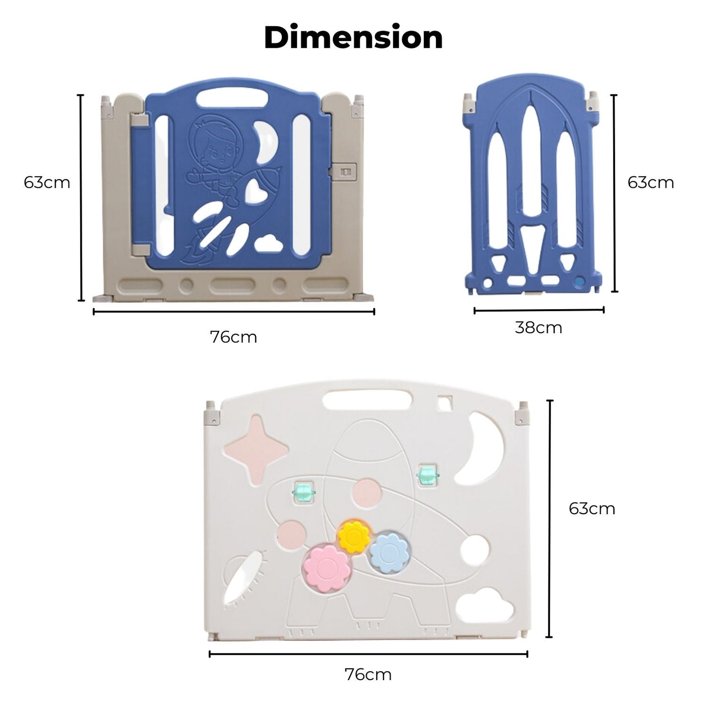 Foldable Baby Playpen Baby gate safety with 16 Panels (White Blue) - Little Kids Business
