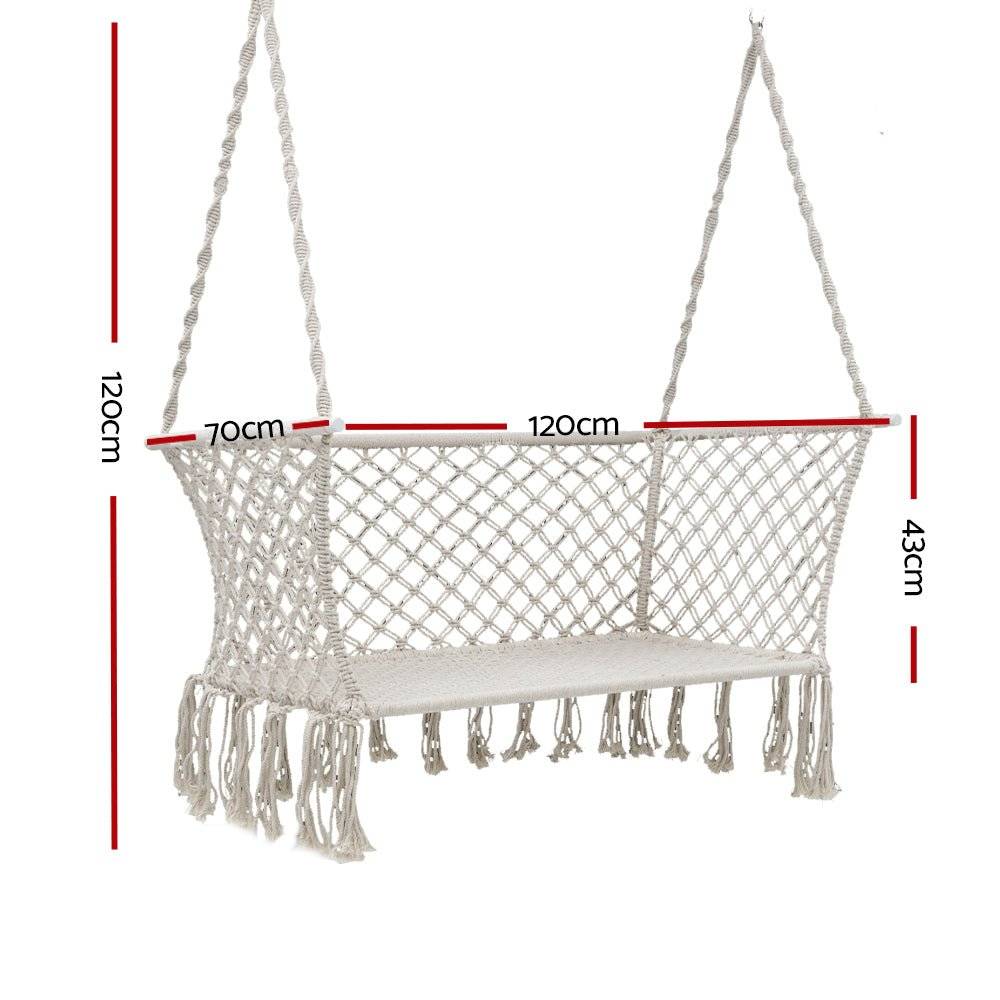 Gardeon Camping Hammock Chair Patio 2 Person Swing Hammocks Double Portable Cream - Little Kids Business