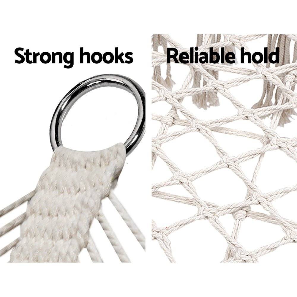 Gardeon Camping Hammock Chair Patio 2 Person Swing Hammocks Double Portable Cream - Little Kids Business