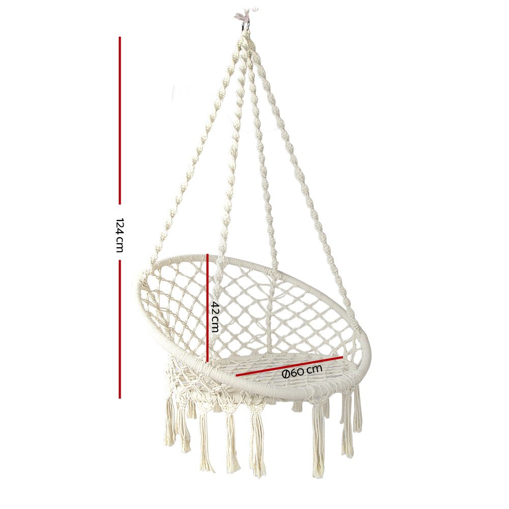 Gardeon Hammock Chair Swing Bed Relax Rope Portable Outdoor Hanging Indoor 124CM - Little Kids Business