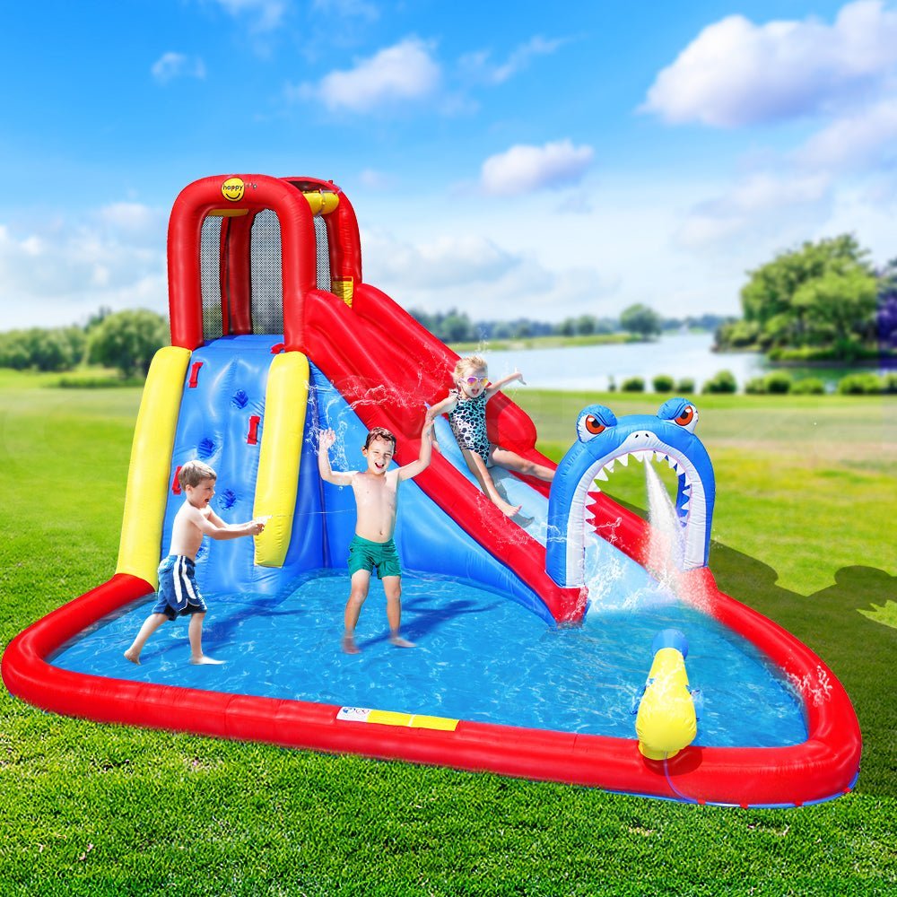 Happy Hop Water Park Inflatable Water Slide Jumping Castle Splash Toy Outdoor - Little Kids Business