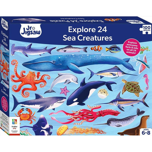 Junior Jigsaw Explore 24: Sea Creatures 100 Piece Puzzle - Little Kids Business
