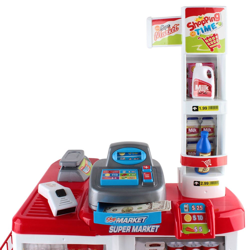 Keezi 24 Piece Kids Super Market Toy Set - Red & White - Little Kids Business