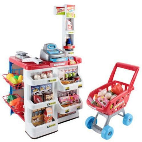 Keezi 24 Piece Kids Super Market Toy Set - Red & White - Little Kids Business