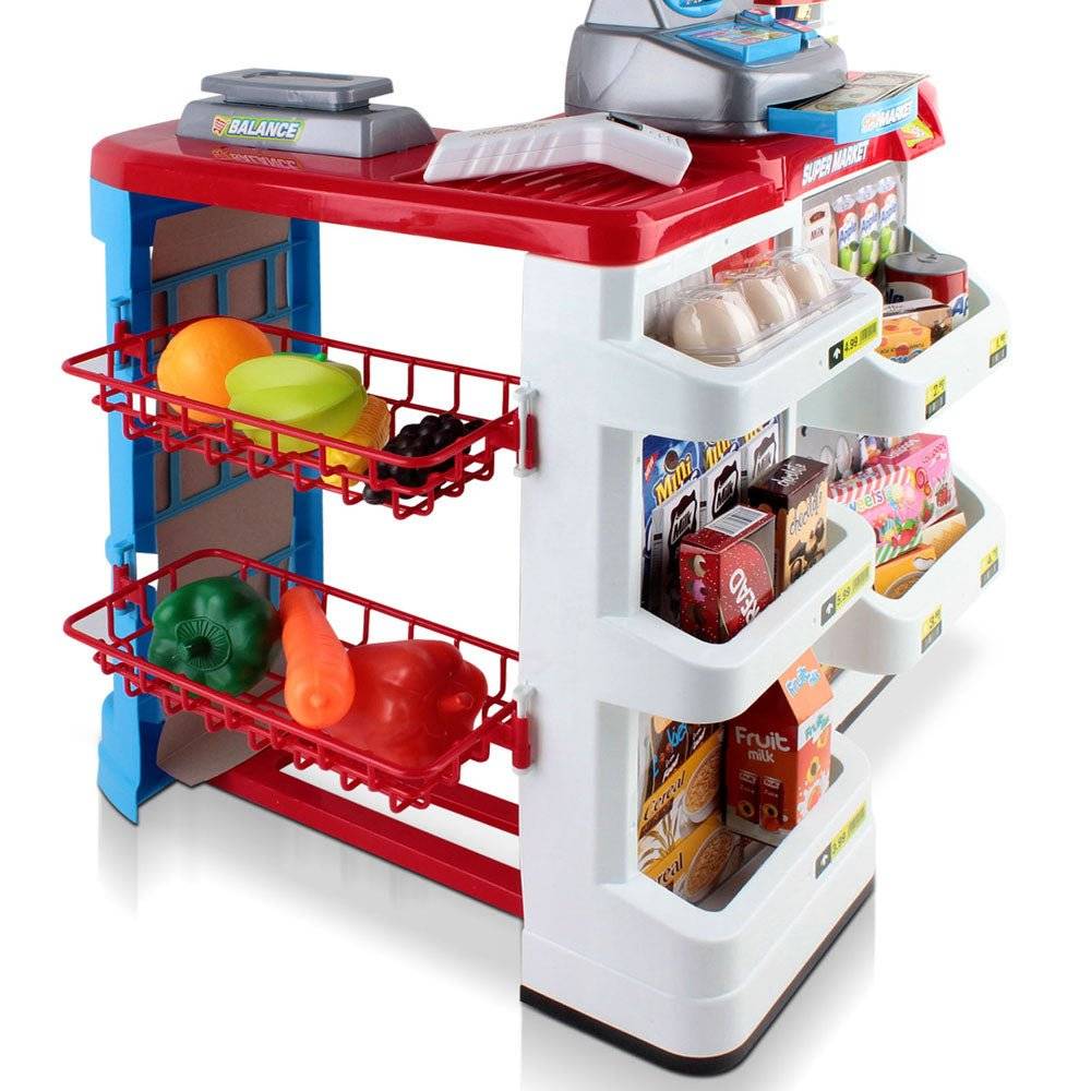 Keezi 24 Piece Kids Super Market Toy Set - Red & White - Little Kids Business