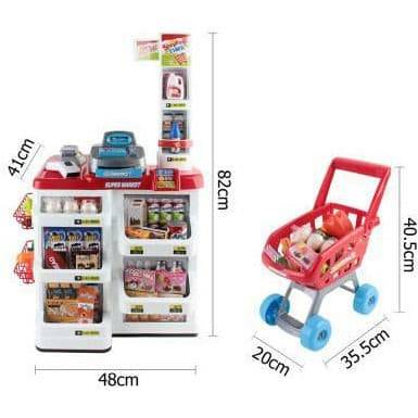 Keezi 24 Piece Kids Super Market Toy Set - Red & White - Little Kids Business
