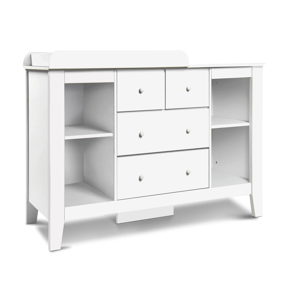 Keezi Baby Change Table Tall boy Drawers Dresser Chest Storage Cabinet White - Little Kids Business