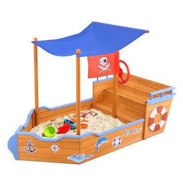 Keezi Boat Sand Pit With Canopy - Little Kids Business