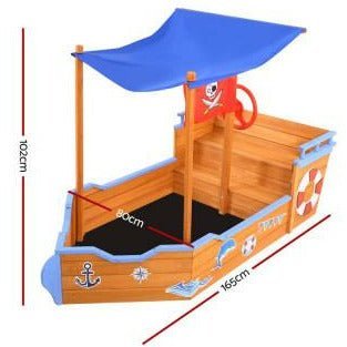 Keezi Boat Sand Pit With Canopy - Little Kids Business