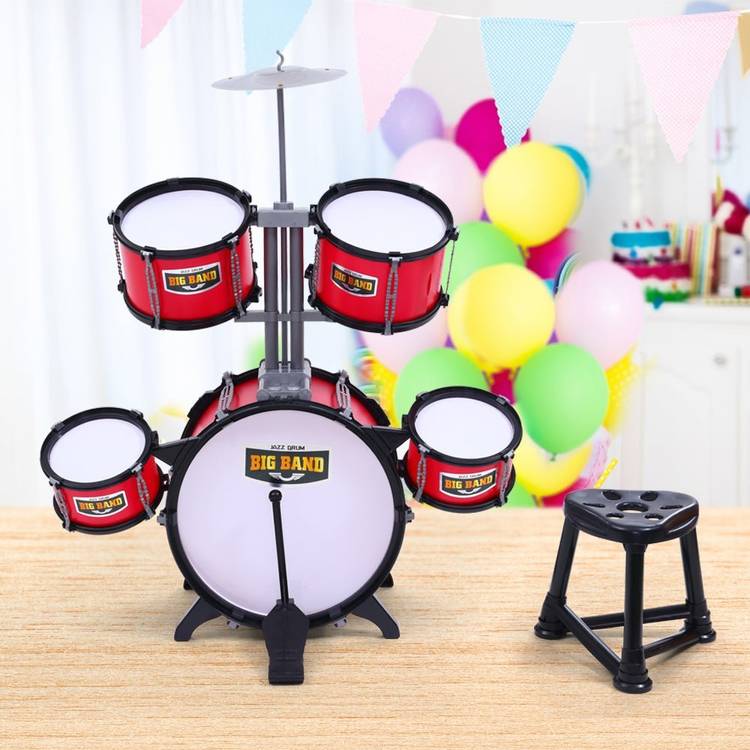 Keezi Kids 7 Drum Set Junior Drums Kit Musical Play Toys Childrens Mini Big Band - Little Kids Business