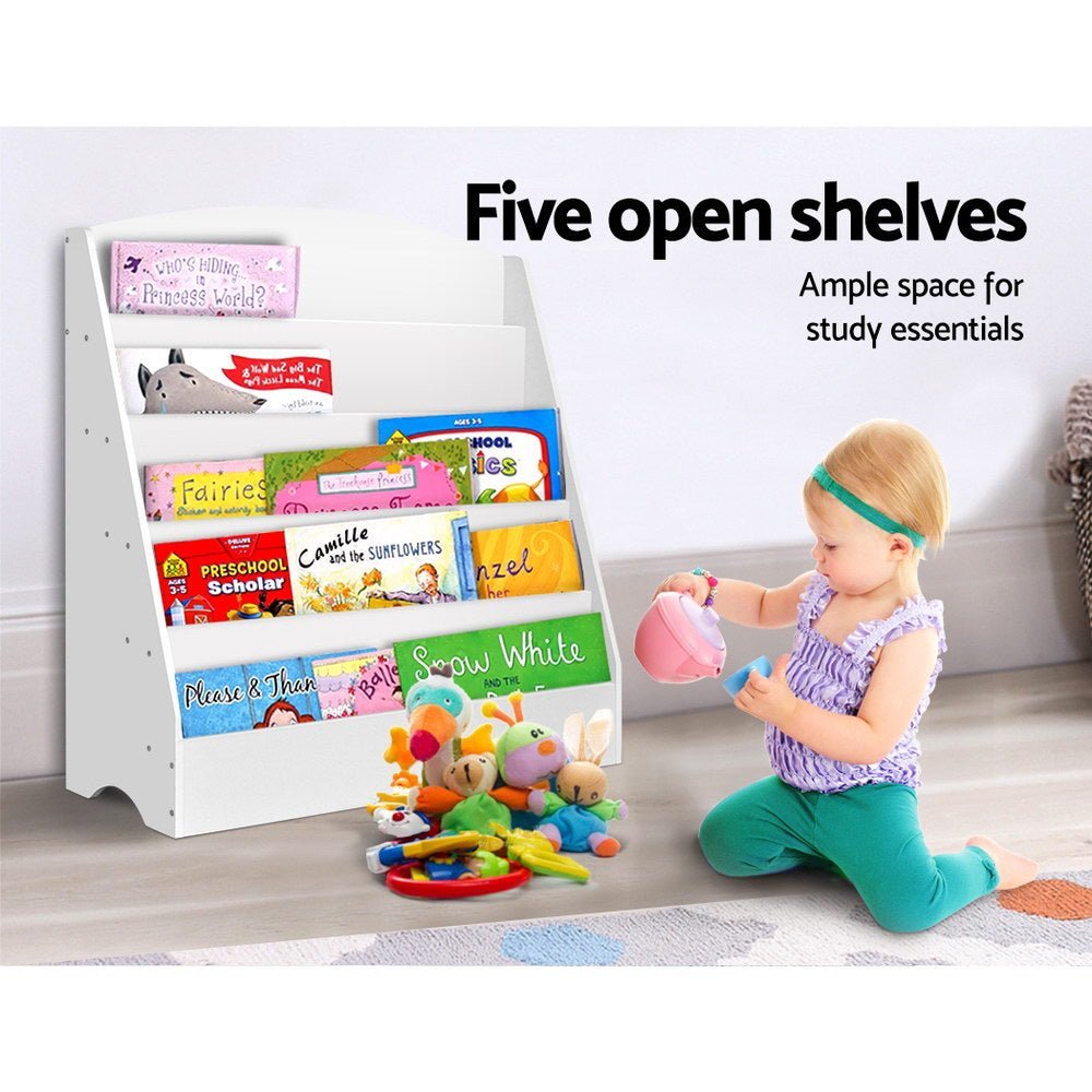 Keezi Kids Bookshelf Shelf Organiser Bookcase Display (5 Tiers) - Little Kids Business