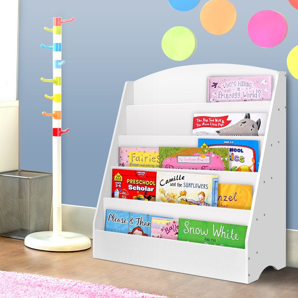 Keezi Kids Bookshelf Shelf Organiser Bookcase Display (5 Tiers) - Little Kids Business