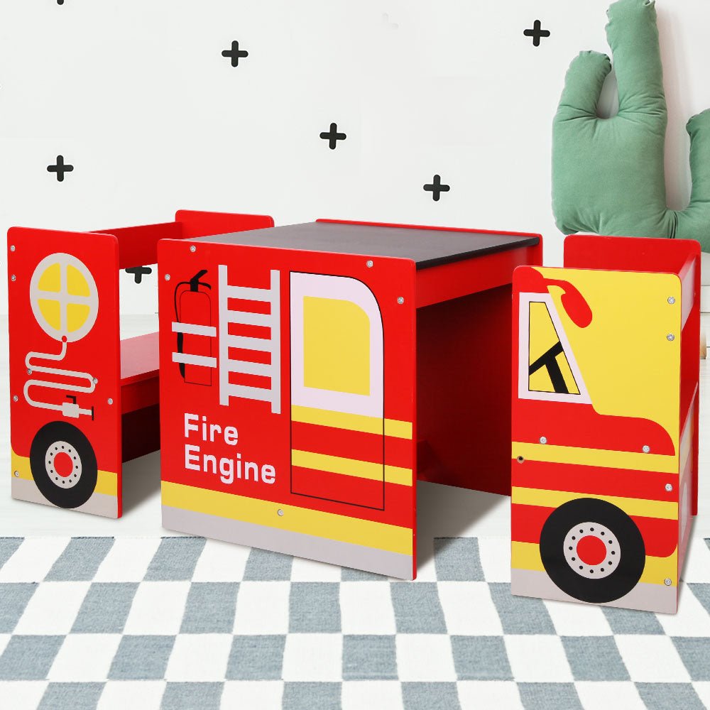 Keezi Kids Fire Truck Table & Chair Set - Little Kids Business