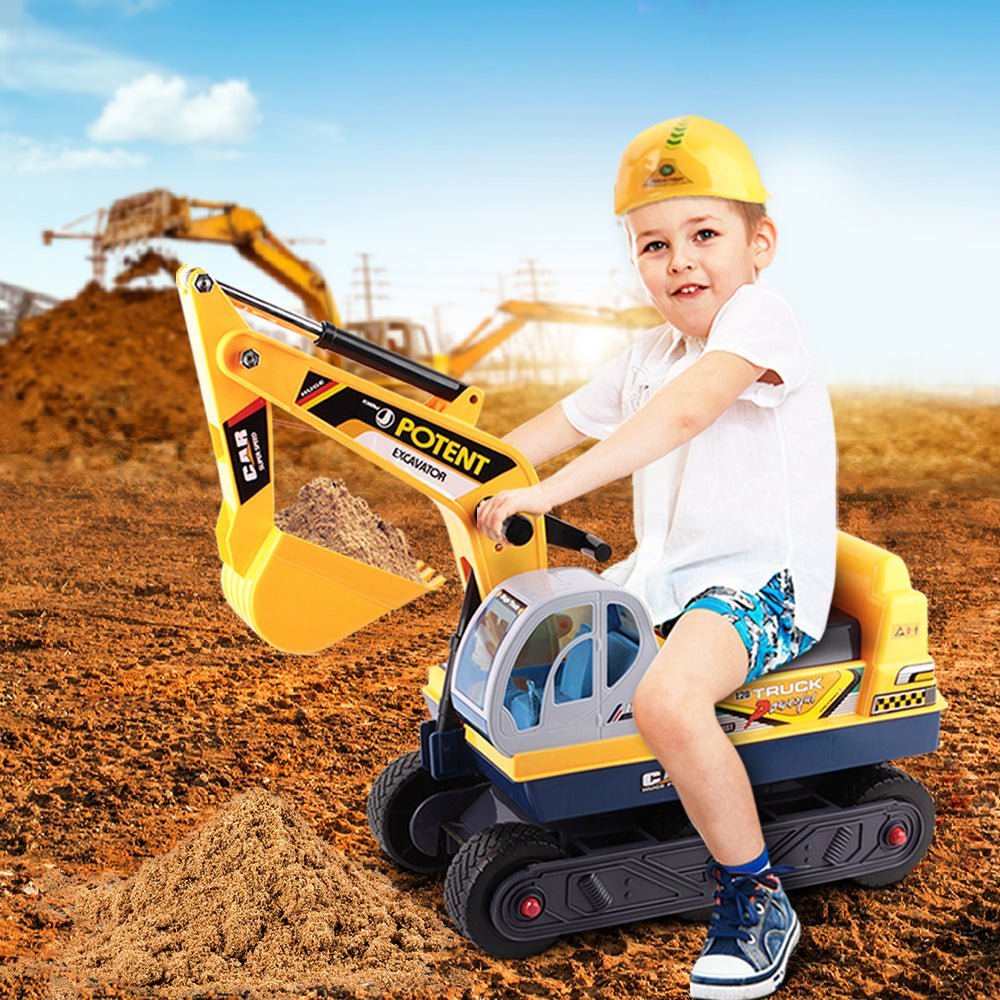 Keezi Kids Ride On Excavator - Yellow - Little Kids Business