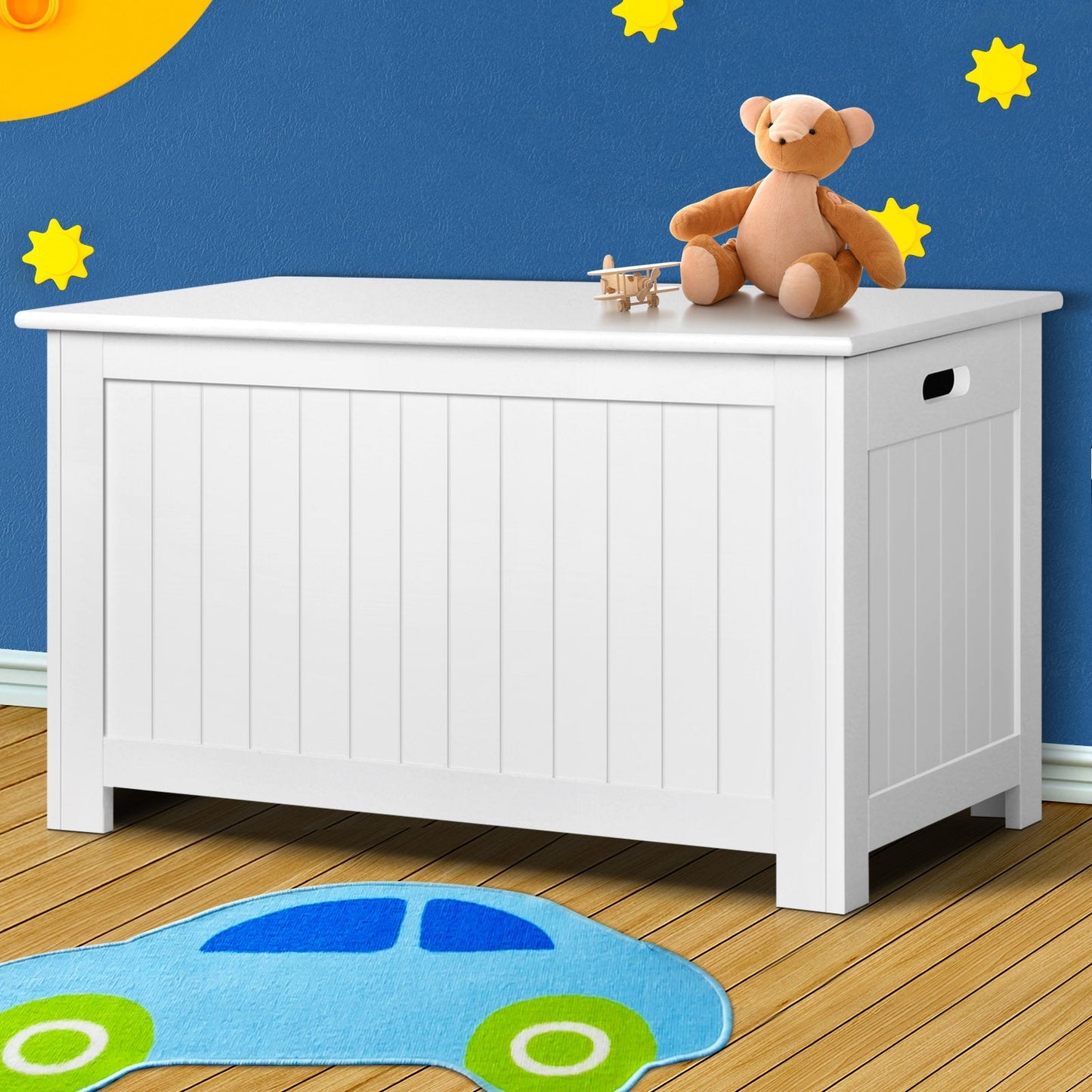 Keezi Kids Wooden Toy Chest Storage Blanket Box White Children Room Organiser - Little Kids Business