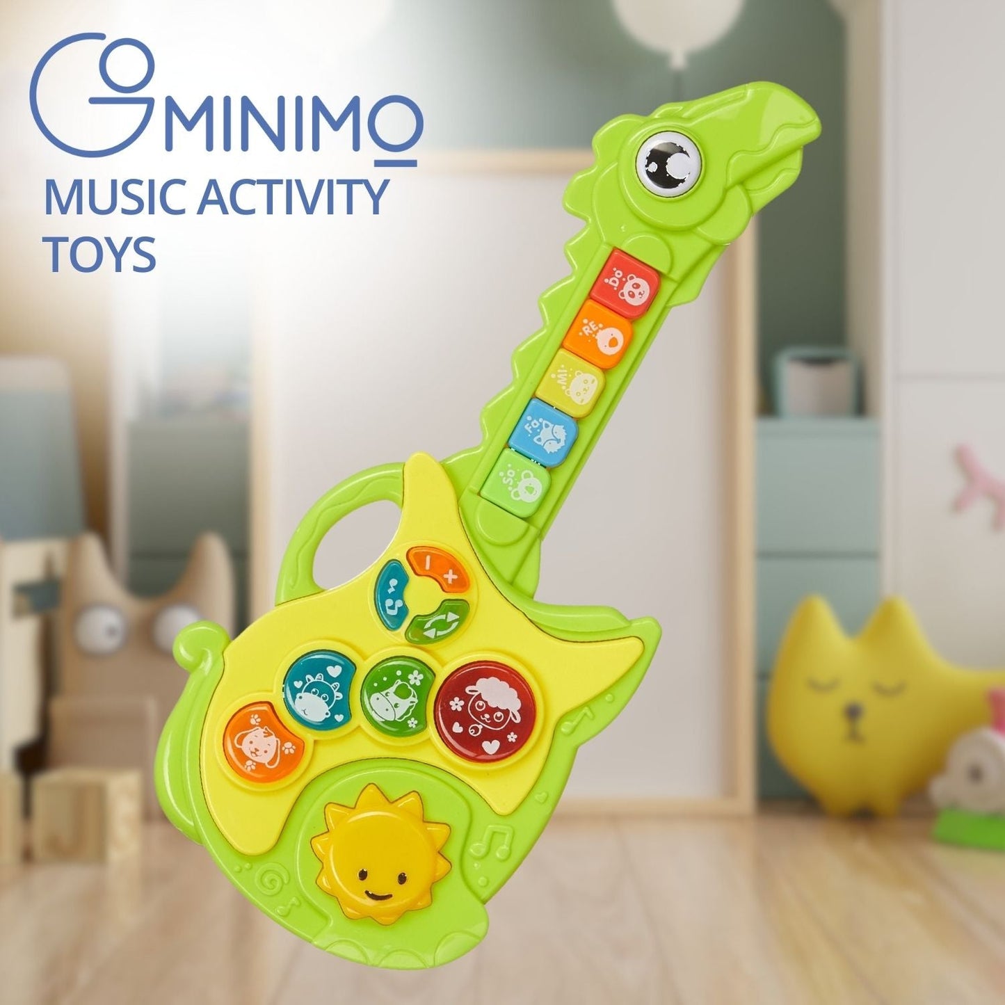 Kids Musical Guitar Toys with Dinosaur Shape Design (Green) - Little Kids Business