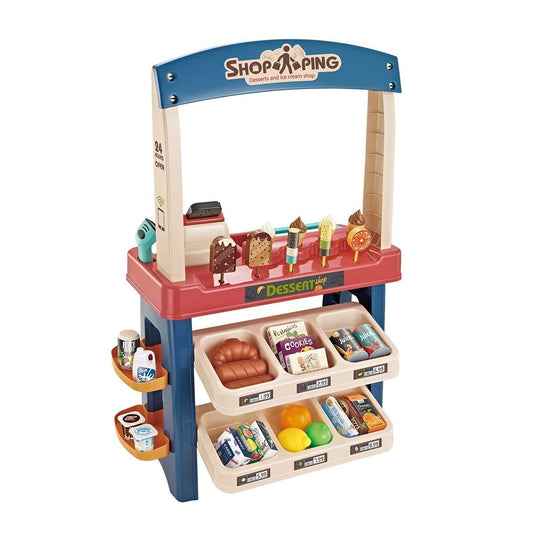 Kids Supermarket Ice Cream Cart Shop Dessert Food Pretend Role Play Set Toy Gift Blue - Little Kids Business