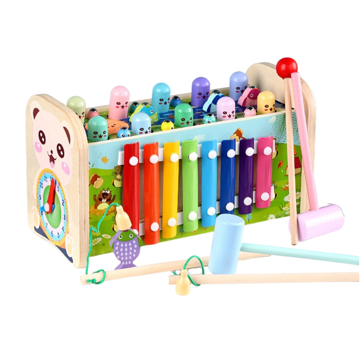 Kids Toddler Montessori inspired Sensory Toy with Music Xylophone Hammering and Fishing Game - Little Kids Business