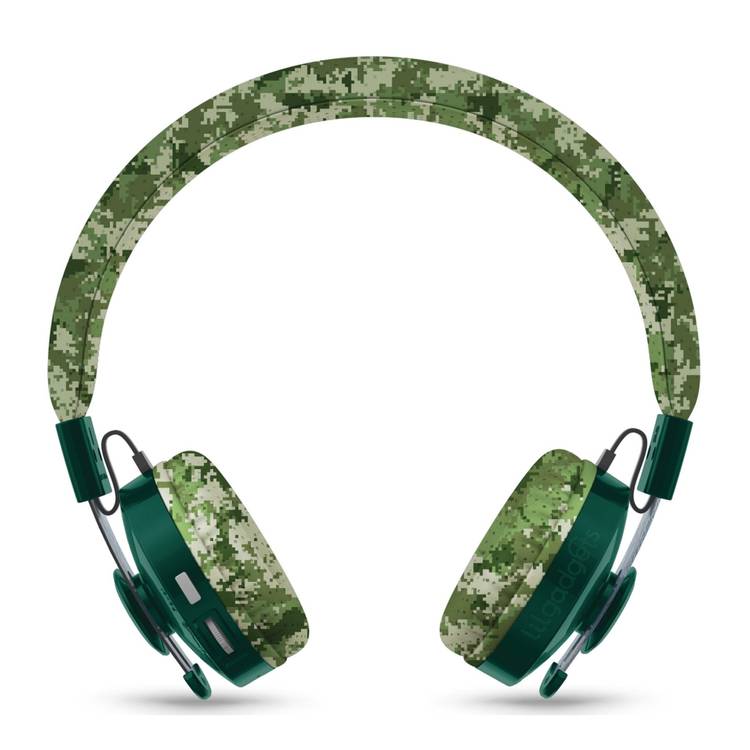 LilGadgets Untangled Pro Premium Children's Wireless Headphones - Green Digital Camo - Little Kids Business