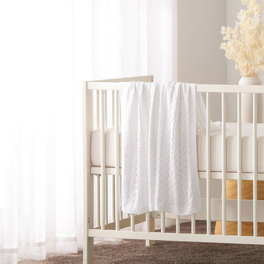 Little Gem Lyla White Cotton Baby Blanket 75 x 100 cm - Little Kids Business
