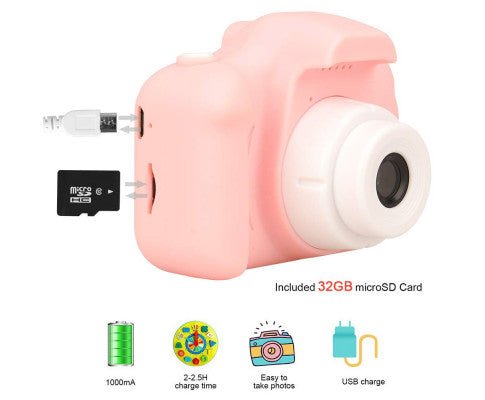 Mini Digital Little Kids Camera Toy | 32G Card HD | Green Blue Pink - Little Kids Business