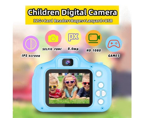 Mini Digital Little Kids Camera Toy | 32G Card HD | Green Blue Pink - Little Kids Business