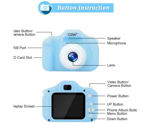 Mini Digital Little Kids Camera Toy | 32G Card HD | Green Blue Pink - Little Kids Business