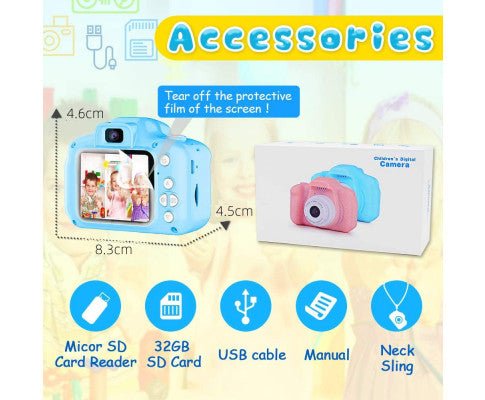 Mini Digital Little Kids Camera Toy | 32G Card HD | Green Blue Pink - Little Kids Business