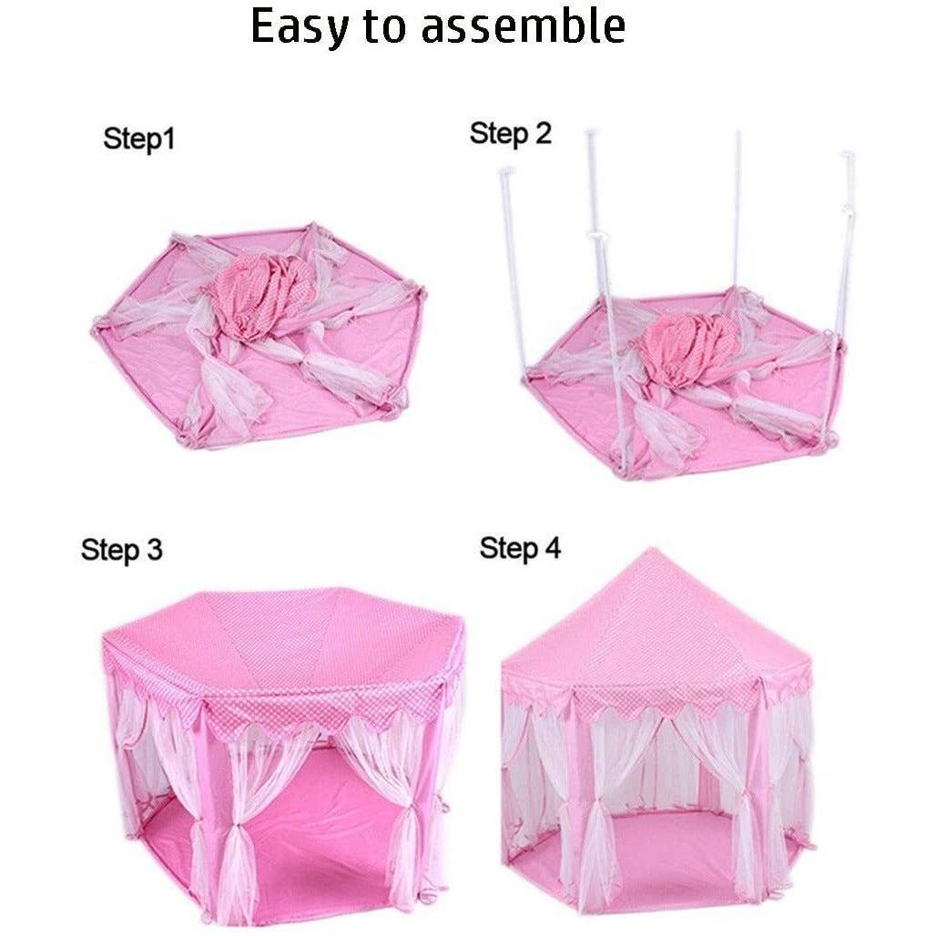Princess Indoor Playhouse Toy Play Tent for Kids Toddlers with Mat Floor and Carry Bag (Pink) - Little Kids Business