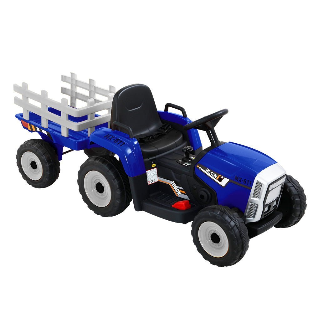 Rigo Ride On Car Tractor Toy Kids Electric Cars 12V Battery Child Toddlers Blue - Little Kids Business