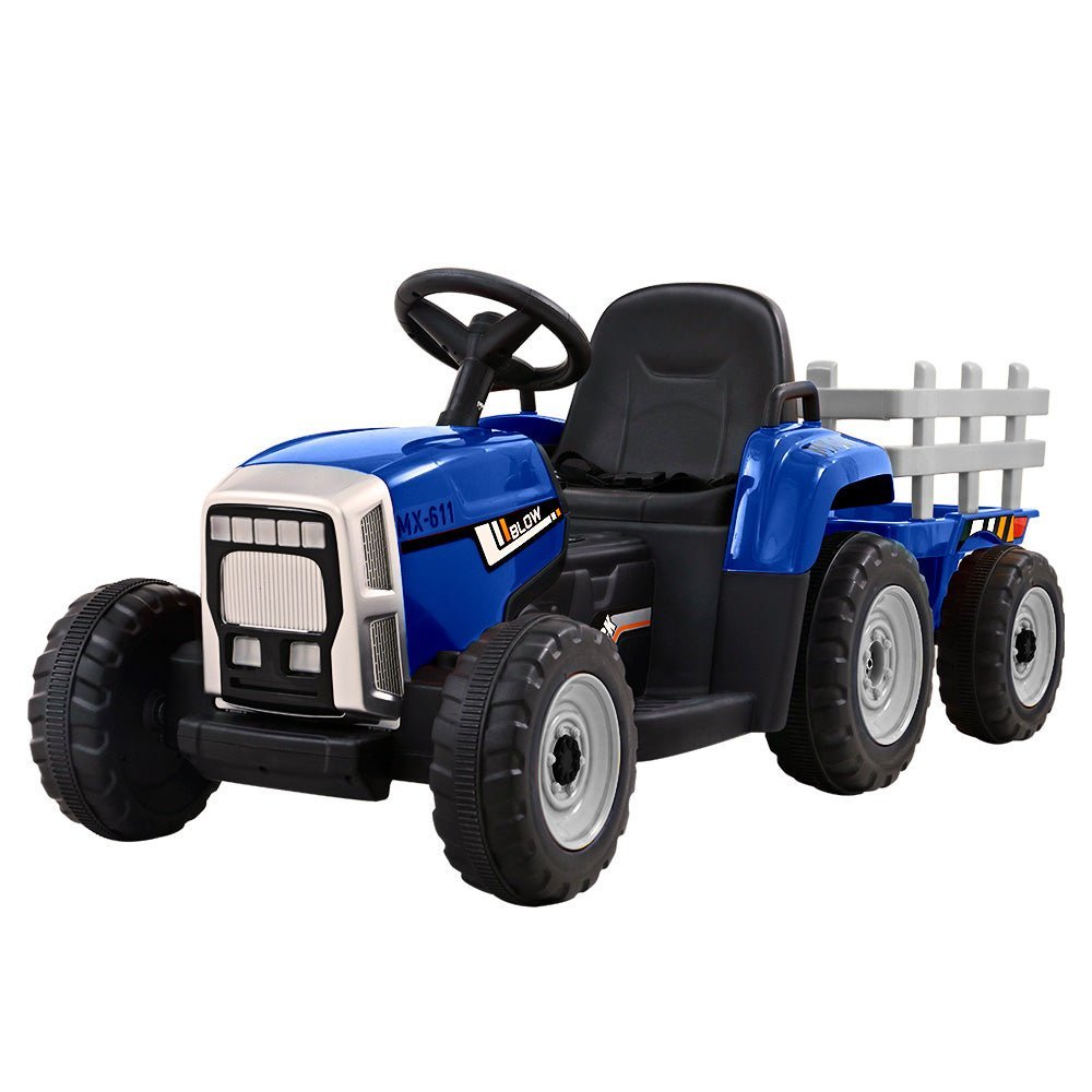 Rigo Ride On Car Tractor Toy Kids Electric Cars 12V Battery Child Toddlers Blue - Little Kids Business