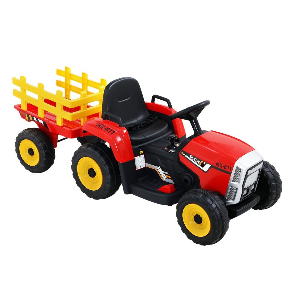 Rigo Ride On Car Tractor Toy Kids Electric Cars 12V Battery Child Toddlers Red - Little Kids Business