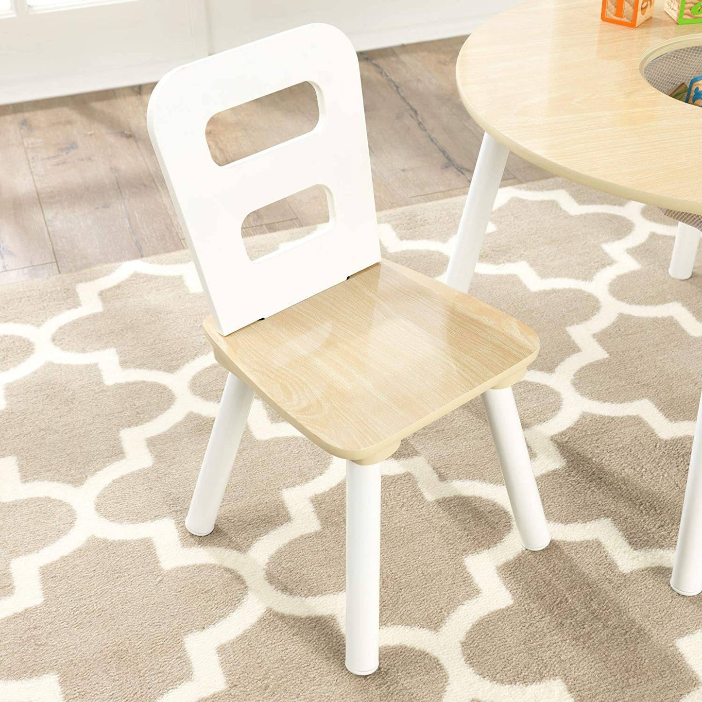 Round Table and 2 Chair Set for children (White Natural) - Little Kids Business