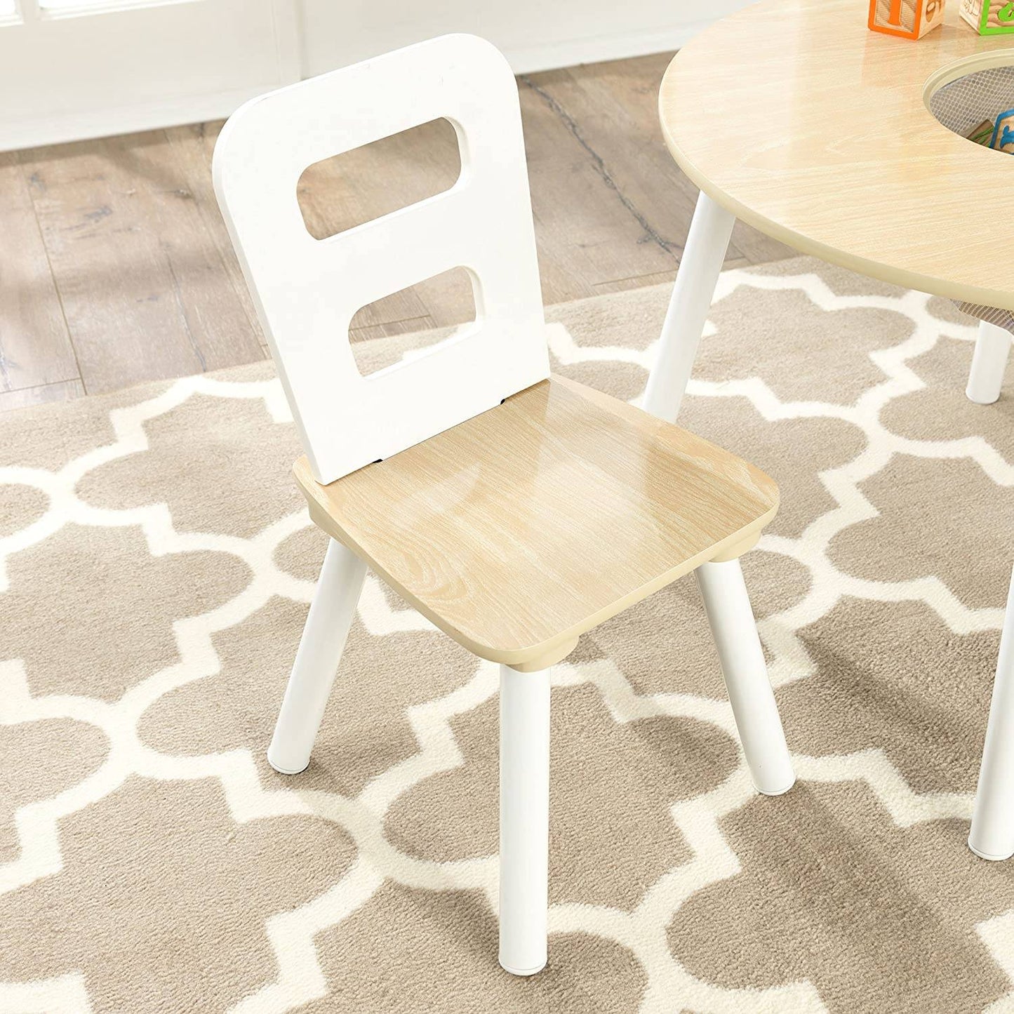 Round Table and 2 Chair Set for children (White Natural) - Little Kids Business