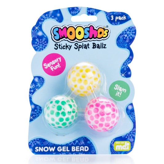 Smoosho's Snow Gel Bead Sticky Splat Ballz - Set of 3 - Sensory Squishy balls - Little Kids Business
