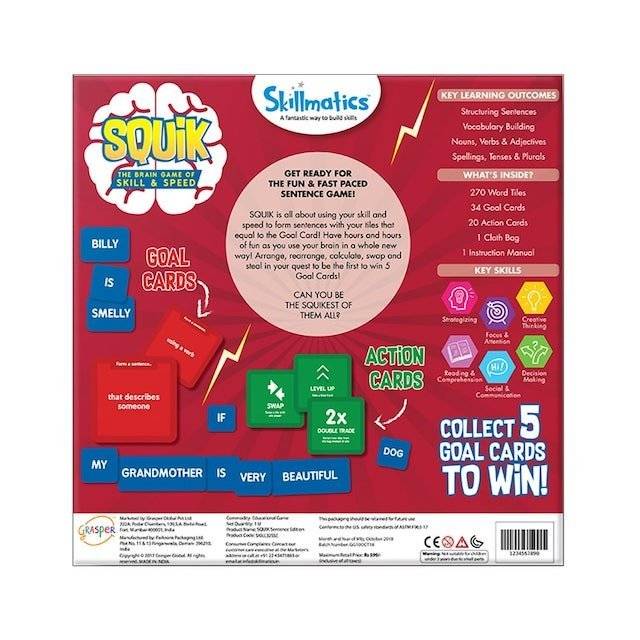 SQUIK The Sentence Edition - Fun & Fast Paced Educational Sentence Game for Kids - Little Kids Business